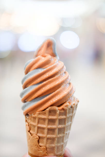 istock Thai milk tea soft ice cream waffled cone 1057084542