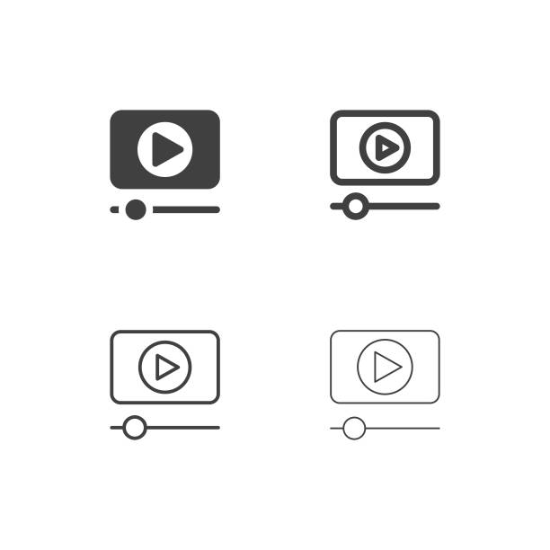 ilustraciones, imágenes clip art, dibujos animados e iconos de stock de media player iconos - serie multi - video symbol movie computer icon