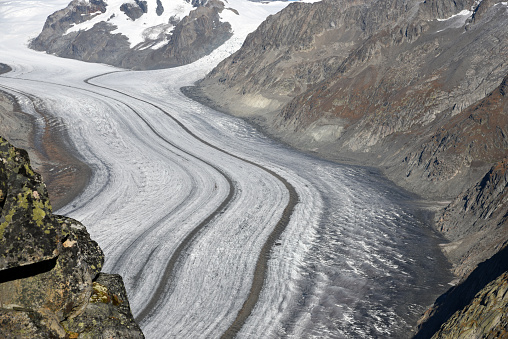 The Aletschgletscher (Aletsch Glacier) is the largest glacier in the Alps. It has a length of about 23 km. The Glacier is located in the eastern Bernese Alps in the Swiss canton of Valais.