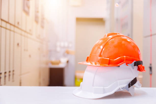 istock Standard construction safety equipment in control room, Construction and Safety Concept. 1057088100