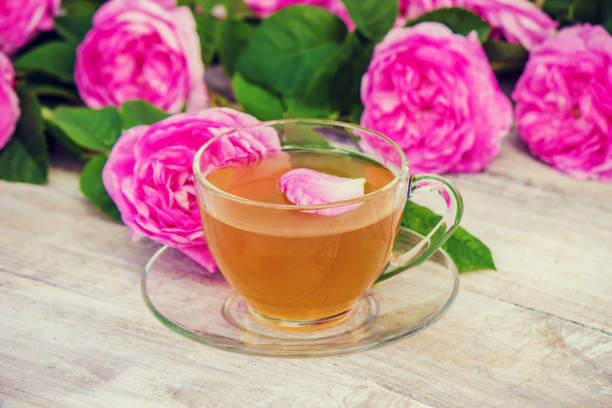 чай, чай роза, роза, селект�ивный фокус. природа. - tea rose tea crop scented стоковые фото и изображения