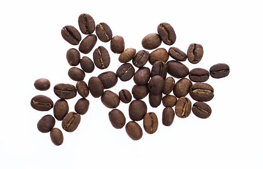 Coffee beans on white background.