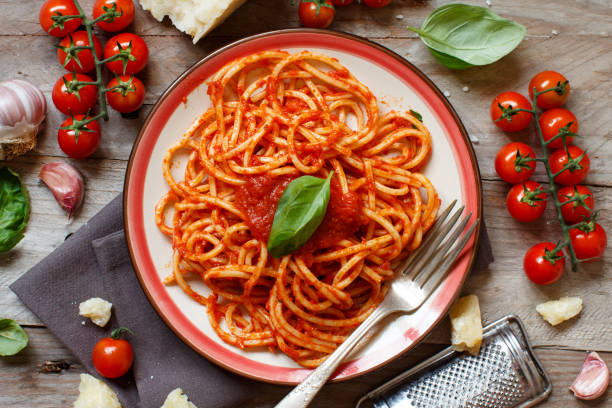 istock Spaghetti pasta with tomato sauce 1057105958