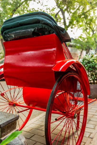 istock A bright red rickshaw in a back alley in a Beijing hutong - 3 1057108426