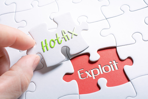 The Words Hotfix And Exploit In A Missing Piece Jigsaw Puzzle