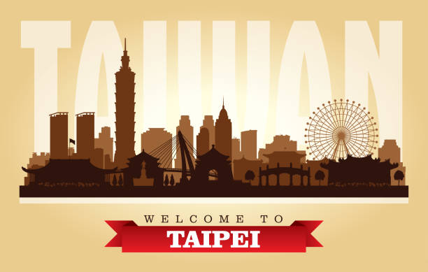 tajpej tajwańska sylwetka panoramy miasta - backgrounds cityscape taipei taiwan stock illustrations