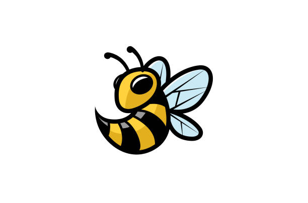 kreative geometrische bee logo - pollenflug stock-grafiken, -clipart, -cartoons und -symbole