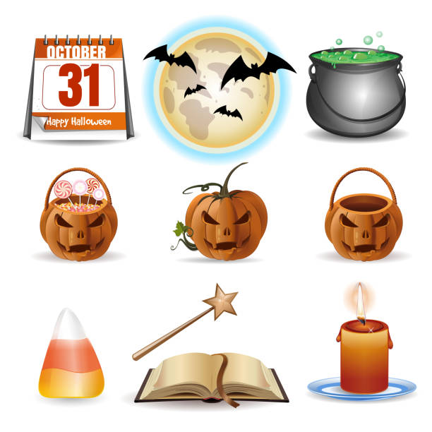 istock Halloween icons set. Vector colorful cartoon icons 1057136288