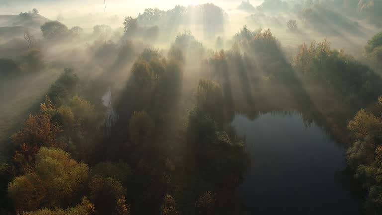 Dawn in the morning. Aerial drone shot.