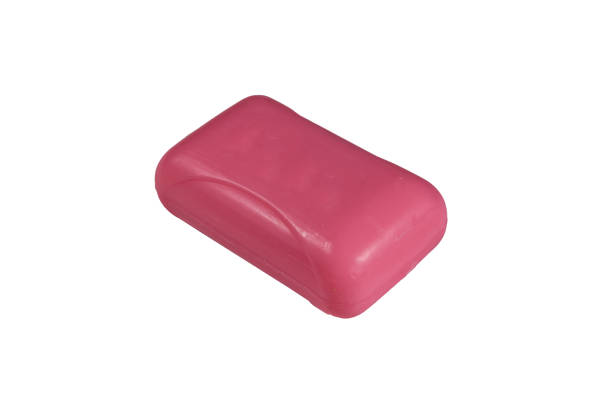 istock Pink soap isolated on the white background 1057141058