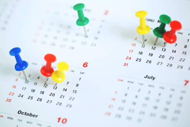 istock mark the event day with a pin. Thumbtack in calendar 1057150820