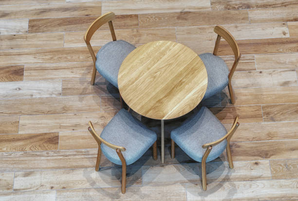 istock top view of wood tables and chairs 1057157286