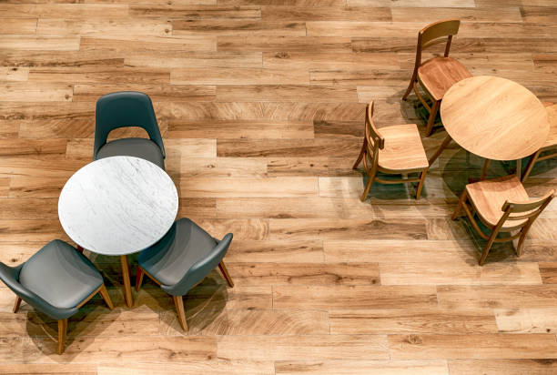 istock top view of wood tables and chairs 1057157376
