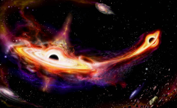 istock Colliding of two Quasars galaxies with Black Hole in centrum 1057160908