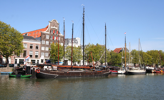 Old boats in Dordrecht harbor