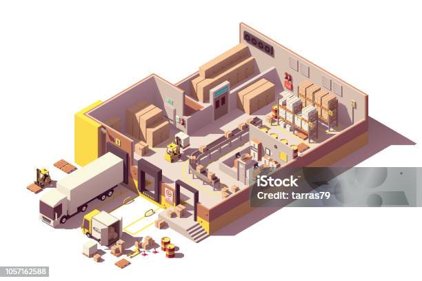 Ilustración de Sección De Almacén Vector Isométrica Polietileno Baja y más Vectores Libres de Derechos de Proyección isométrica