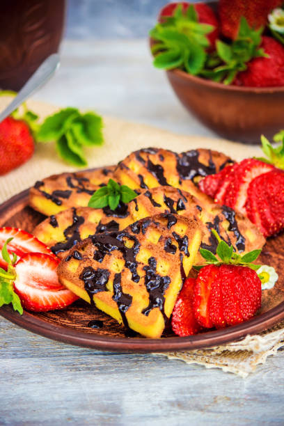 istock Waffles with strawberries. Selective focus. food and drink. 1057166670
