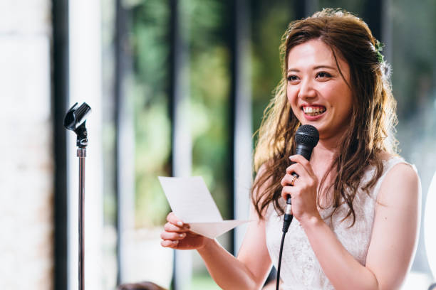 Young woman giving speech