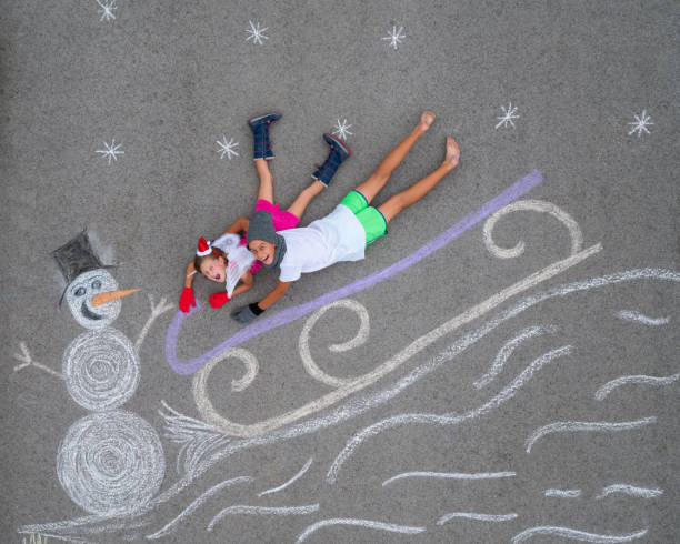 summer christmas happy children on drawn sled