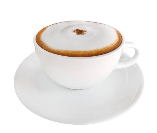 istock Hot coffee cappuccino in ceramic cup isolated on white background, clipping path included 1057184096