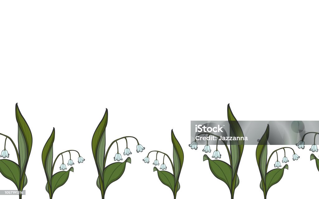 Seamless border Lily of the valley Seamless border Lily of the valley, vector Lily stock vector