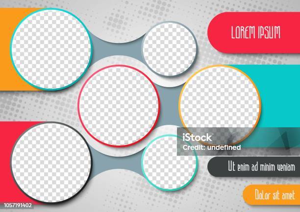 Template For Photo Collage Or Infographic In Modern Style Frames For Clipping Masks Is In The Vector File Stock Illustration - Download Image Now