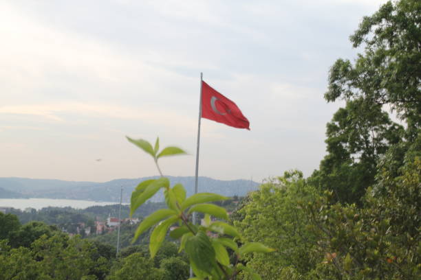 istock Turkish flag and Istanbul Bosphorus 1057205368