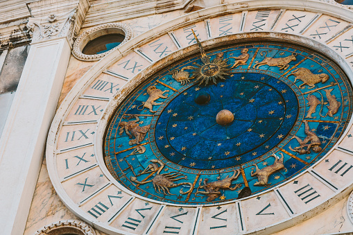 Horoscope clock in Saint Mark square in Venice, Italy