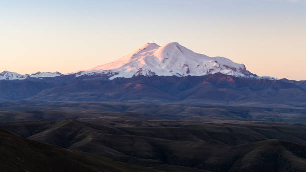 istock panoramic view of Mount Elbrus at sunrise 1057232606
