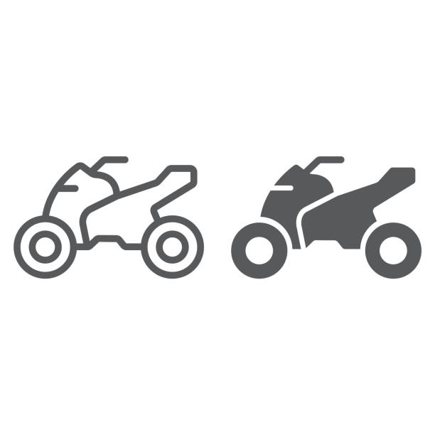 illustrations, cliparts, dessins animés et icônes de ligne de quad et icône de glyphe, vélo et extrême, signe de moto atv, vectoriel, un dessin linéaire sur un fond blanc. - ten speed bicycle
