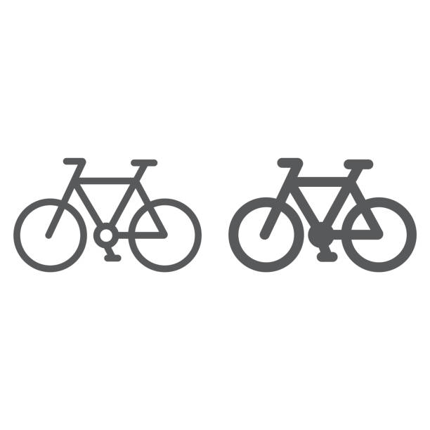 illustrations, cliparts, dessins animés et icônes de icône de ligne et glyphe de bicyclette, cycle et sport, signe de vélo, des graphiques vectoriels, un dessin linéaire sur un fond blanc. - ten speed bicycle