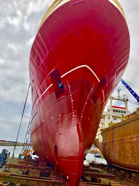 istock Large boat on the dry dock 1057248348