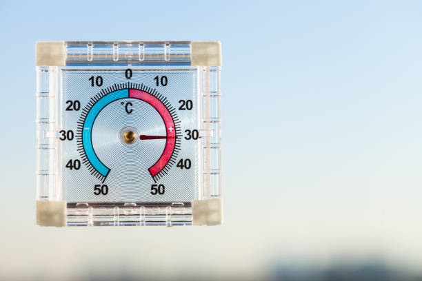 istock thermometer on window and blue sky in hot twilight 1057256270