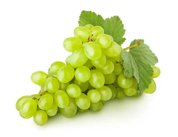 Photo of Green grape, isolated on white background, clipping path, full depth of field