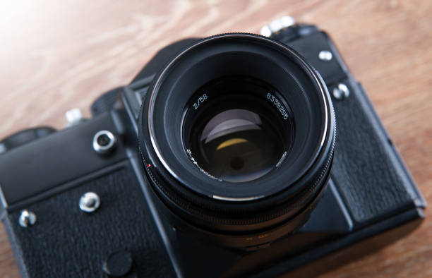 istock retro black wide-angle film camera close up 1057282330