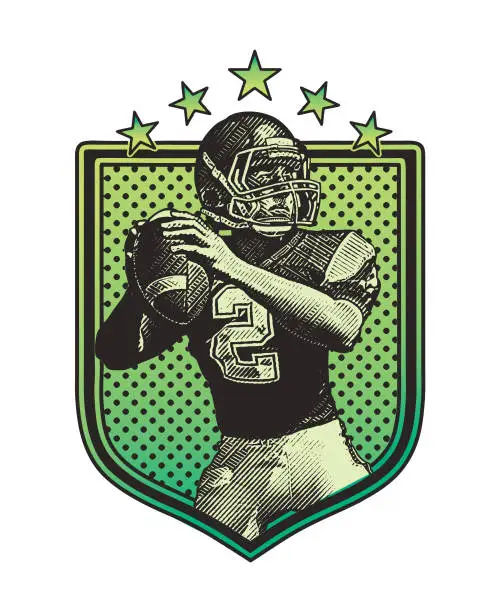 Vector illustration of Quarterback passing football