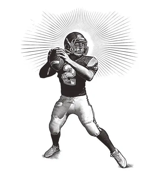 Vector illustration of Quarterback passing football
