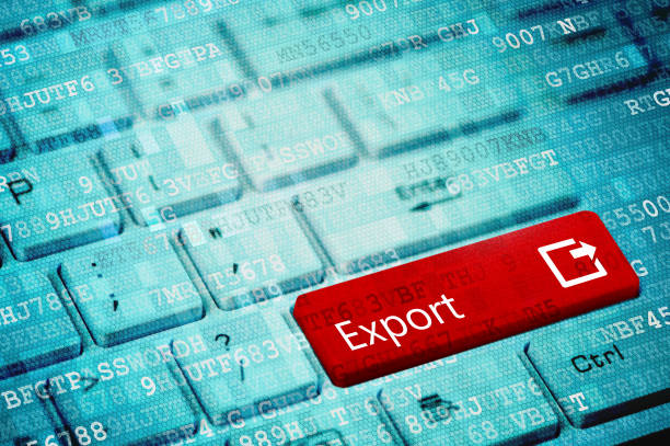 istock Red key with text Export on blue digital laptop keyboard 1057288698