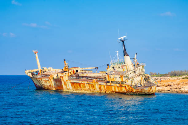 istock Abandoned rusty ship wreck EDRO III in Pegeia, Paphos, Cyprus. 1057293518
