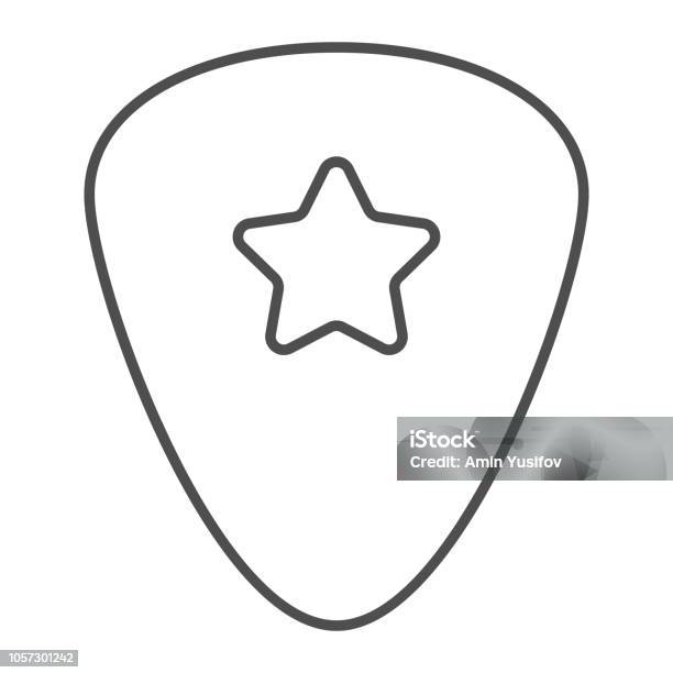 Guitar Pick Thin Line Icon Musical And Plectrum Mediator Sign Vector Graphics A Linear Pattern On A White Background Stock Illustration - Download Image Now