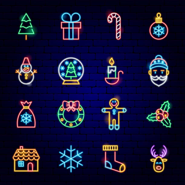 メリー クリスマス ネオン アイコン - symbol computer icon christmas candy点のイラスト素材／クリップアート素材／マンガ素材／アイコン素材