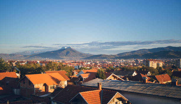 istock Cityscape with mountain behind. 1057315034