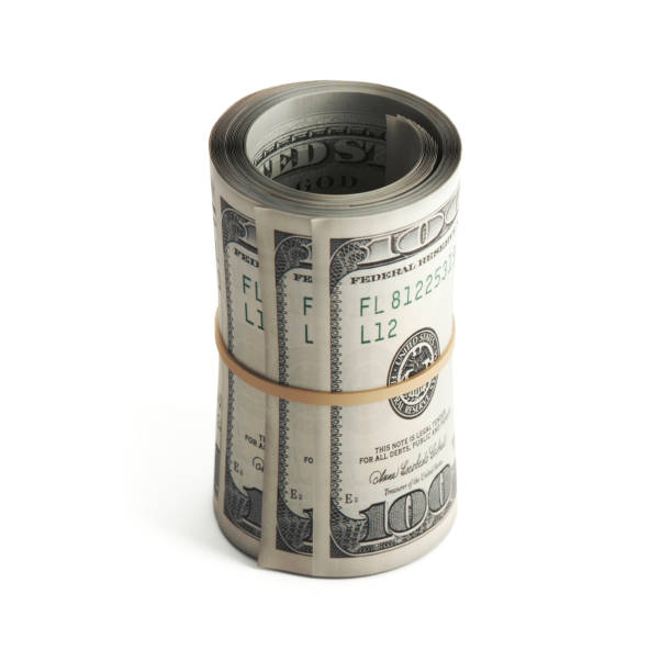 roll of money - one hundred dollar bill finance focus macro imagens e fotografias de stock