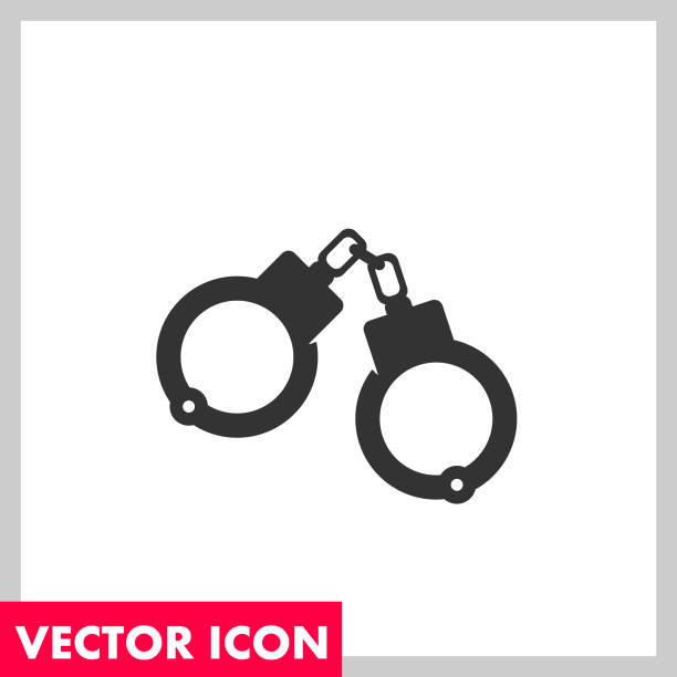 Handcuffs icon vector Handcuffs icon vector cuff stock illustrations