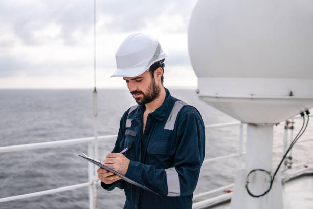 istock Service technician or serviceman near VSAT terminal 1057330600