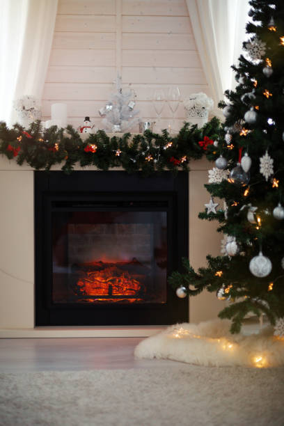 istock Fireplace decorated for Christmas holidays 1057332874