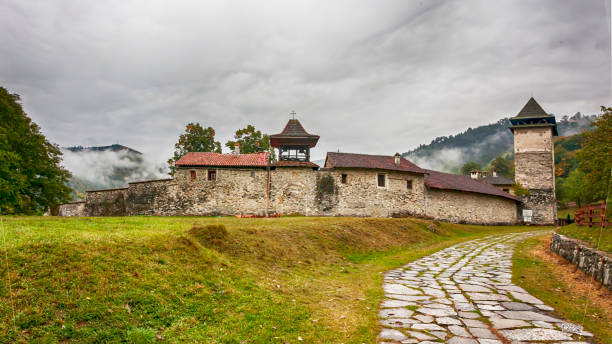 istock Wall of ancient Orthodox Monastery Studenica, Serbia 1057333476