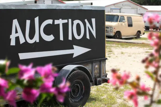 Photo of Close up auction sign on vehicle side