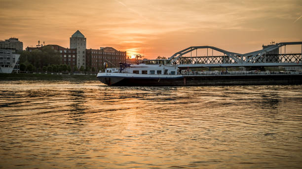 istock Ship At Sunset On Rhine River 1057347794
