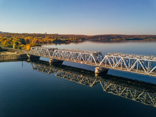 istock Aerial view of railway bridge over Voronezh river 1057355984